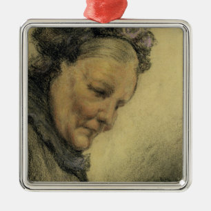 Hoofd van een oude dame metalen ornament