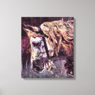 Hoofd van een paard door Giovanni Boldini, Vintage Canvas Afdruk