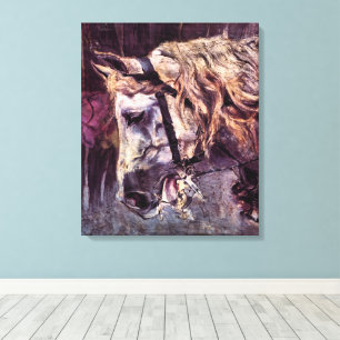 Hoofd van een paard door Giovanni Boldini, Vintage Canvas Afdruk