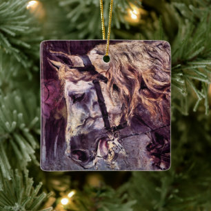 Hoofd van een paard door Giovanni Boldini, Vintage Keramisch Ornament