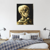 Hoofd van een Skelet met een brandende sigaret Canvas Afdruk (Insitu (Slaapkamer))