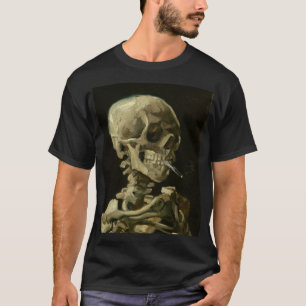 Hoofd van een skelet met een brandende sigaret t-shirt