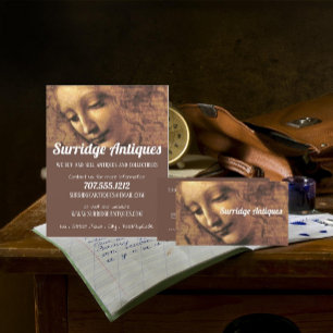 Hoofd van een vrouw, Antiek Dealer Visitekaartje