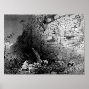 Hoofd van Itzam Na, Izamal, Yucatan, Mexico, 1844 Poster