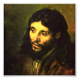 Hoofd van Jezus door Rembrandt Foto Afdruk
