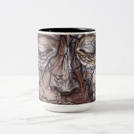 Hoofd Veinen en spieren Tweekleurige Koffiemok