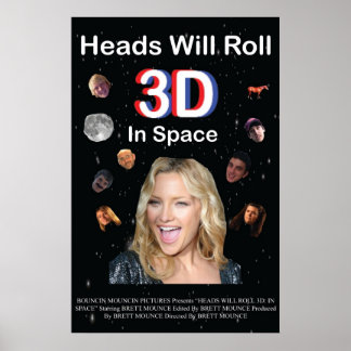 Hoofd zal 3D rollen: in de ruimte Poster