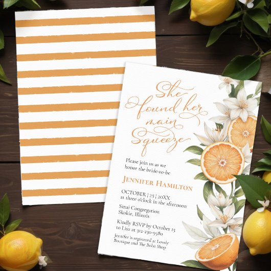 hoofddrukknop | Waterverf citroen Vrijgezellenfees Kaart