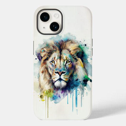 Hoofdelijke Waterverf Lion Phone Case (Achterkant)