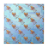 Hoofden en kwartels Camel Pattern op Blue Tegeltje (Voorkant)