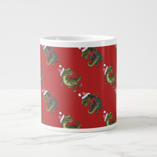 Hoofden en kwartels Festive TRex Pattern Grote Koffiekop (Voorkant)