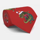 Hoofden en kwartels Festive TRex Pattern Stropdas (Opgerold)