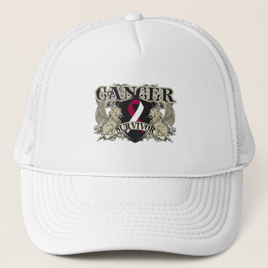 Hoofdhalskanker Overlevende Mannen Heraldry Trucker Pet (Voorkant)