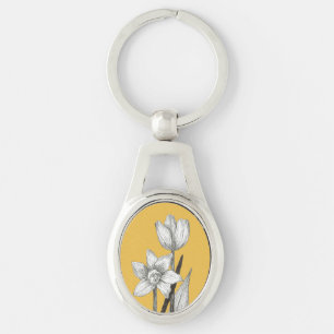 Hoofdketen van affodil en tulp sleutelhanger