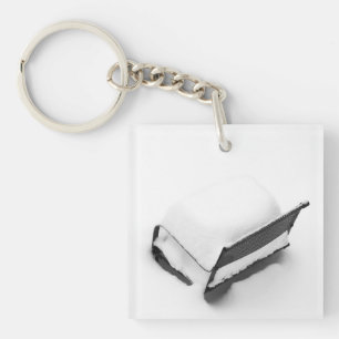 hoofdkwartier van het metaal vol sneeuw sleutelhanger