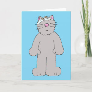 Hoofdletsel wordt snel beter Cartoon Cat Kaart