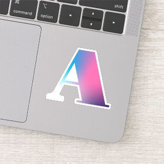 Hoofdletter A Monogram Gradiënt Roze Blauw Wit Sticker