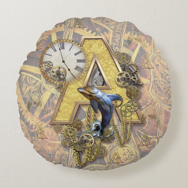 Hoofdletter A van het alfabet-monogram Rond Kussen (Voorkant)
