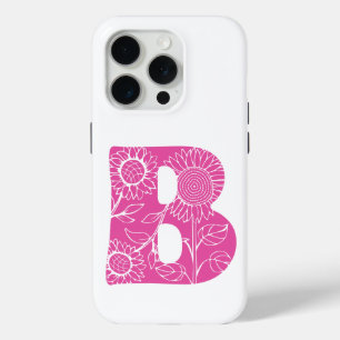 Hoofdletter B bloemenmonogram iPhone 15 Pro Case