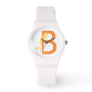 Hoofdletter B bloemenmonogram Horloge