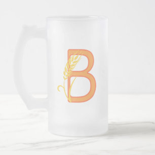 Hoofdletter B bloemenmonogram Matglas Bierpul