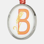Hoofdletter B bloemenmonogram Metalen Ornament (Links)