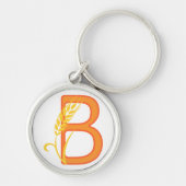 Hoofdletter B bloemenmonogram Sleutelhanger (Voorkant)