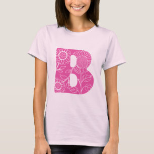 Hoofdletter B bloemenmonogram T-shirt
