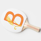 Hoofdletter B bloemenmonogram Tafeltennisbatje (Zijkant)