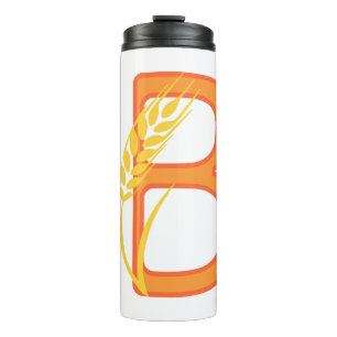 Hoofdletter B bloemenmonogram Thermosbeker