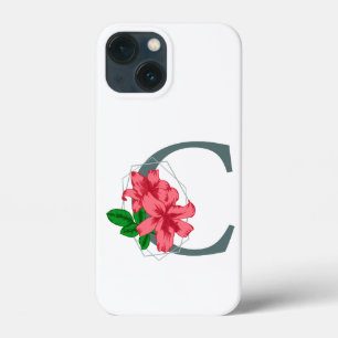 Hoofdletter C bloemenmonogram iPhone 13 Mini Hoesje