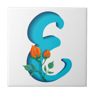 Hoofdletter E bloemenmonogram Tegeltje