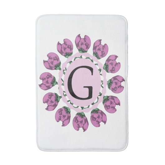 Hoofdletter G bloemenmonogram Badmat (Voorkant Verticaal)