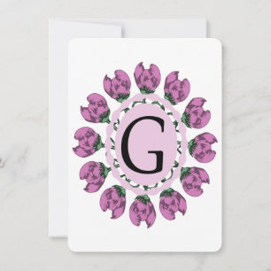 Hoofdletter G bloemenmonogram Kaart