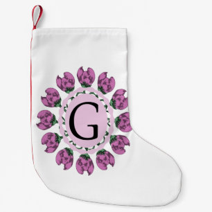 Hoofdletter G bloemenmonogram Kleine Kerstsok