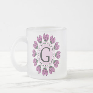 Hoofdletter G bloemenmonogram Matglas Koffiemok