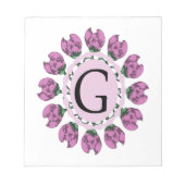 Hoofdletter G bloemenmonogram Notitieblok (Voorkant)