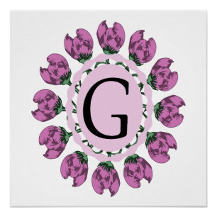 Hoofdletter G bloemenmonogram Perfect Poster