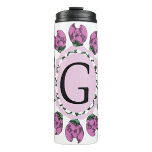 Hoofdletter G bloemenmonogram Thermosbeker