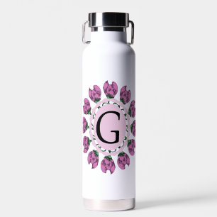 Hoofdletter G bloemenmonogram Waterfles