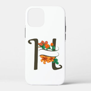 Hoofdletter H bloemenmonogram iPhone 12 Mini Hoesje