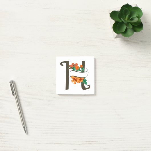 Hoofdletter H bloemenmonogram Post-it® Notes (Kantoor)