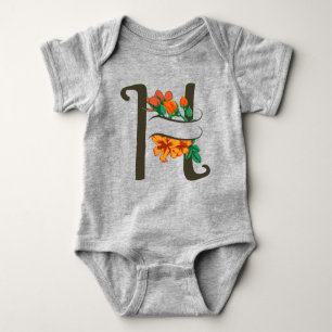 Hoofdletter H bloemenmonogram Romper