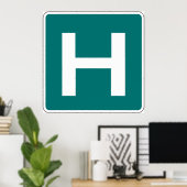 Hoofdletter H Groene achtergrond Poster (Thuiskantoor)