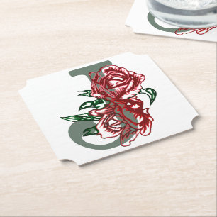 Hoofdletter J bloemenmonogram Kartonnen Onderzetters