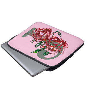 Hoofdletter J bloemenmonogram Laptop Sleeve