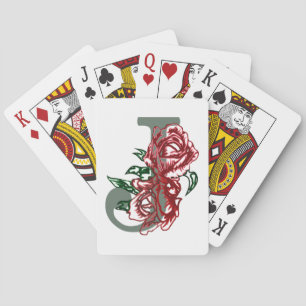 Hoofdletter J bloemenmonogram Pokerkaarten
