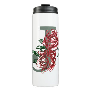 Hoofdletter J bloemenmonogram Thermosbeker