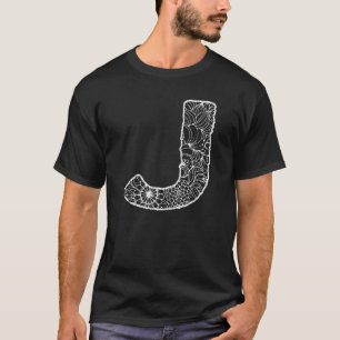 Hoofdletter J Bloemrijke Chic Boho Abstract Doodl T-shirt