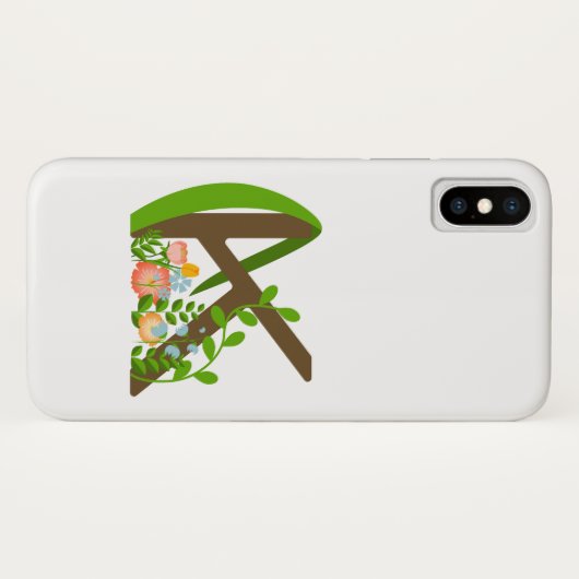 Hoofdletter K bloemenmonogram Case-Mate iPhone Case (Achterkant (horizontaal))